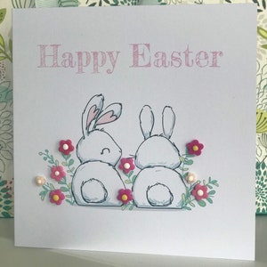 Tarjetas de Pascua para nietas - Tarjeta de feliz Pascua para nietos - Tarjeta de Pascua hecha a mano