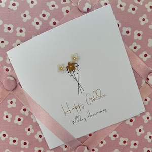 Carte d'anniversaire de mariage en or - carte joyeux 50e anniversaire - carte d'anniversaire