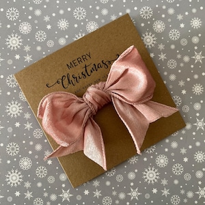 Luxury Large Bow Christmas Card - Pink Fluffy Wire Bow Xmas Card