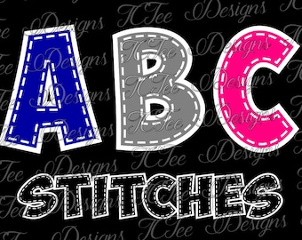 ABC Stitched Alphabet - Letter Set SVG Design Download - Vector Cut File