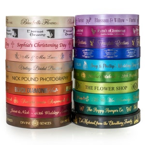 25mm Personalised Printed Satin Ribbon / Business Packaging / Gift Wrap / Personalised Gifts / Wedding Favours / Florists / Birthdays