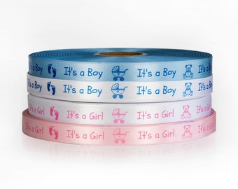 Baby Shower Christening Its a Boy Girl ribbon gift 15mm