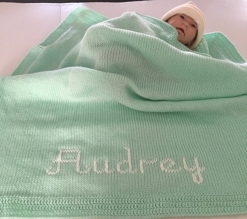 Knitted baby blanketPersonalized baby blanketBaby Etsy