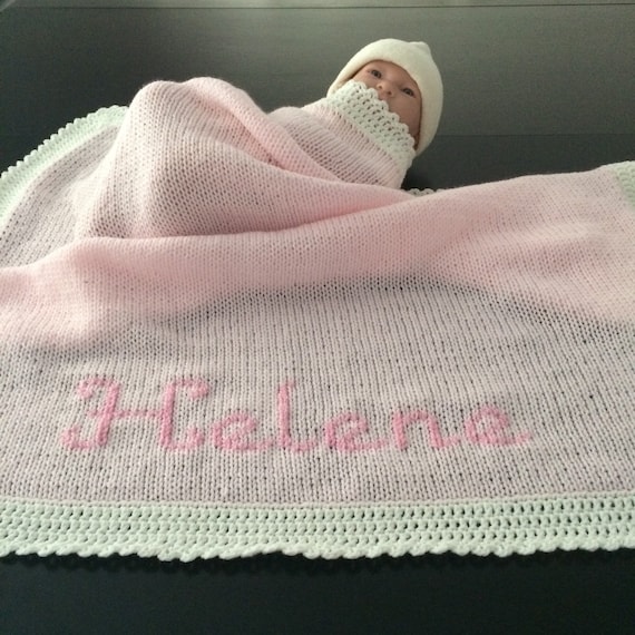 Knitted Baby Blanketpersonalized Baby Blanketbaby Etsy