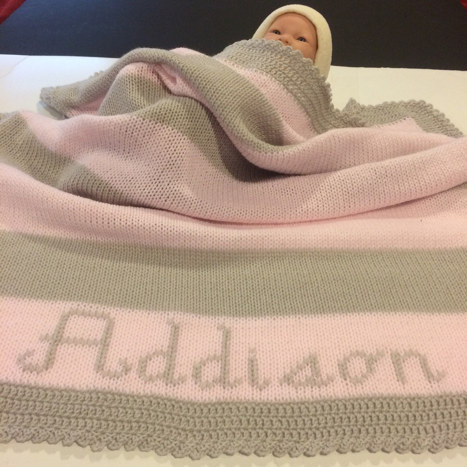Knitted baby blanketPersonalized baby blanketBaby Etsy