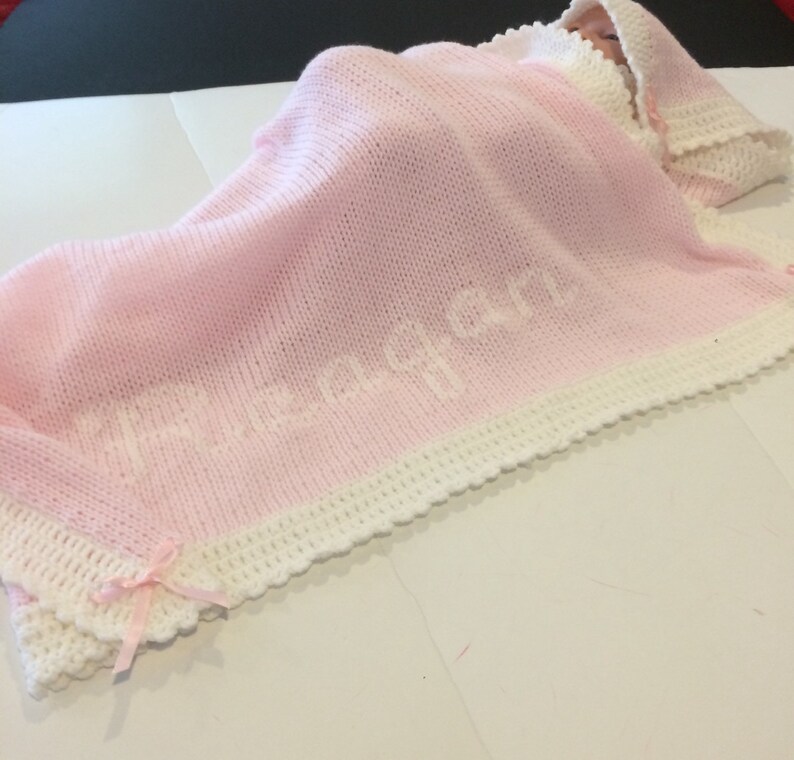 Knitted Baby Blanketpersonalized Baby Blanketbaby Etsy