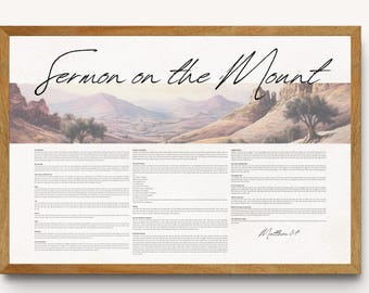 Sermon on the Mount Scripture Art Print: Christian Home Decor - ESV Version (Digital Download)