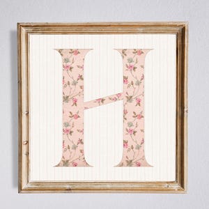 Pink Floral Initial Print: Vintage Nursery Decor (digital Download) - Etsy