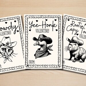 Saint-Valentin animal cow-boy | Valentin en classe | 6 cartes imprimables