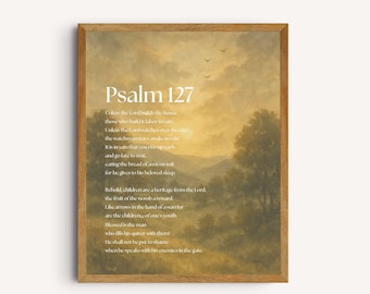 Psalm 127 Watercolor Print: Vintage Christian Bible Verse Art (Digital Download)