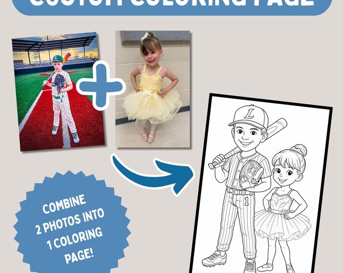 Custom Name Line Drawing Coloring Page | Personalized Gift | Kids Party ...