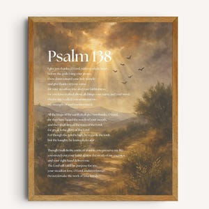 Impression aquarelle Psaume 138 : verset de la Bible chrétienne vintage (téléchargement numérique, 7 tailles)