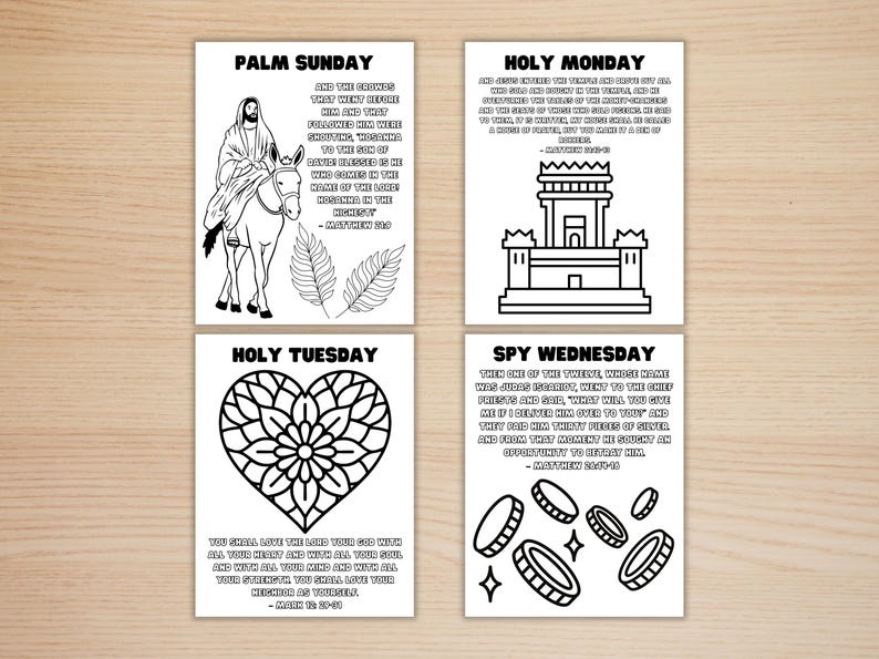 Holy Week Easter Story Coloring Pages for Sunday School (digital ...