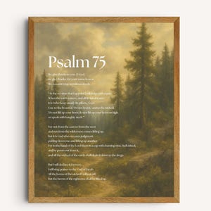 Psalm 75 Scripture Wall Art | Vintage Watercolor Print | Christian Bible Verse Decor | Digital Download | 7 Sizes