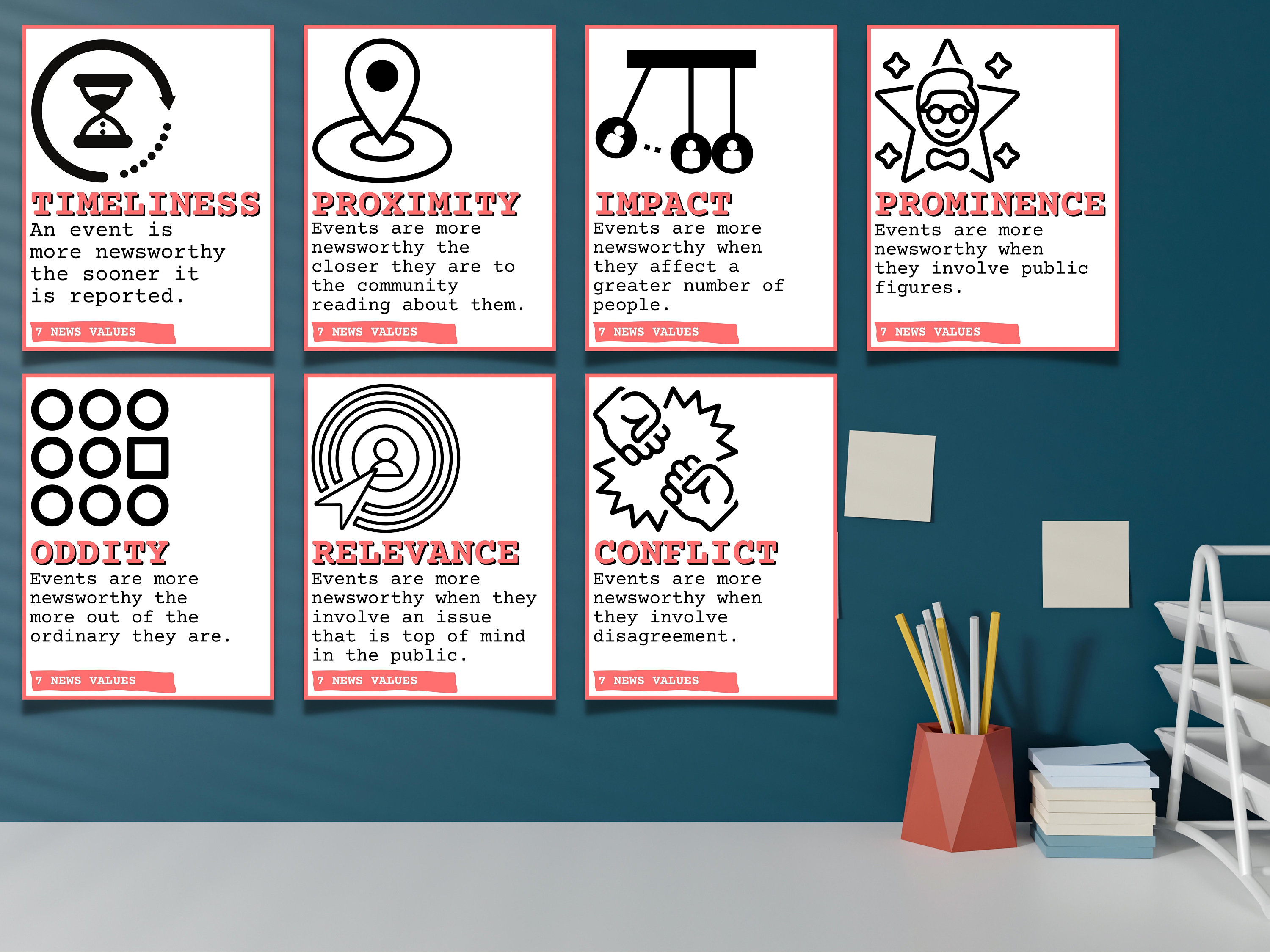 7 News Values Educational Poster, Classroom Poster Digital Download Etsy