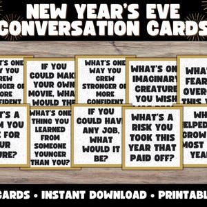 大晦日の家族会話カード | 反省ゲーム | 新年パーティーアクティビティ | 有意義で楽しいディスカッションカード | すぐにダウンロード