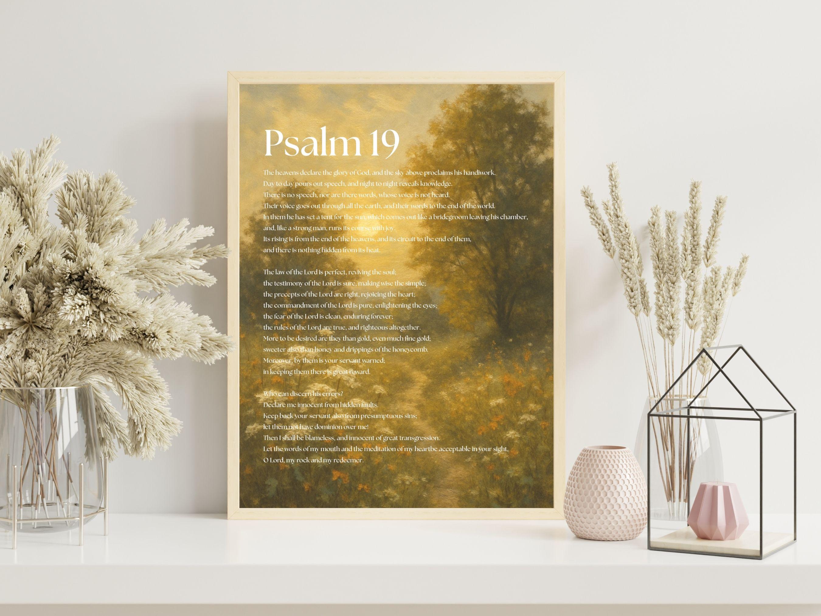 Scripture 19 Psalm 19 Scripture Print: Vintage Watercolor Christian Decor (digital ...