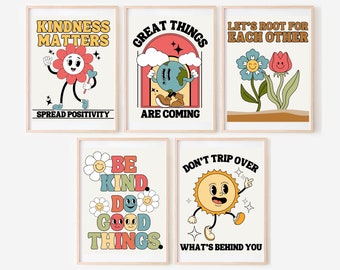 Retro Motivational Kindness Prints || Classroom Posters || Digital Download