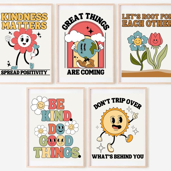 Retro Motivational Kindness Prints || Classroom Posters || Digital Download