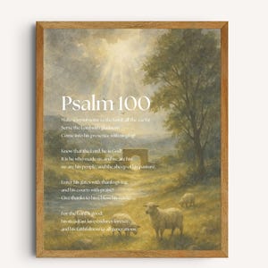 Impression aquarelle Psaume 100 : verset de la Bible chrétienne vintage (téléchargement numérique, 7 tailles)