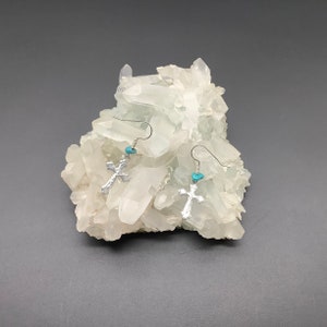 Cross with turquoise earrings