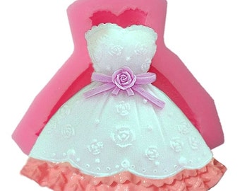 Wedding Dress Flexible Silicone Mold for Polymer Clay, Food, Fondant, Soaps, etc.