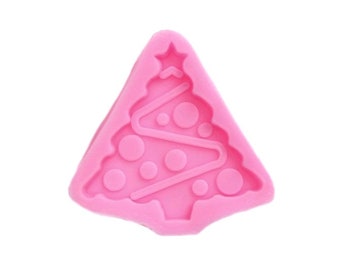 Christmas Tree Mold, Flexible Pink Silicone, Tree Shaped Mold for Polymer Clay, Food, Fondant, Chocolate, Resin, etc.