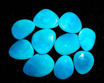 45 Cts Natural Arizona Turquoise Rose Cut Talpe Flat Back Faceted Mix Sizes Original Loose Turquoise Gemstones 10 Pieces Lots Free Shipping.