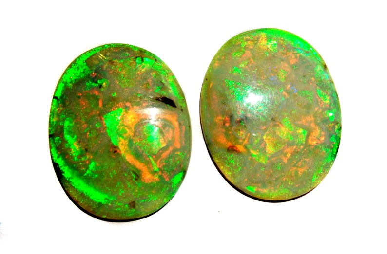 29 Cts Lab Created MonarchSterling Opal Oval Flat Back Cabochon Measuring 24mm x 30mm,4mm Height Cultured Loose Gemstone Earrings Pair.