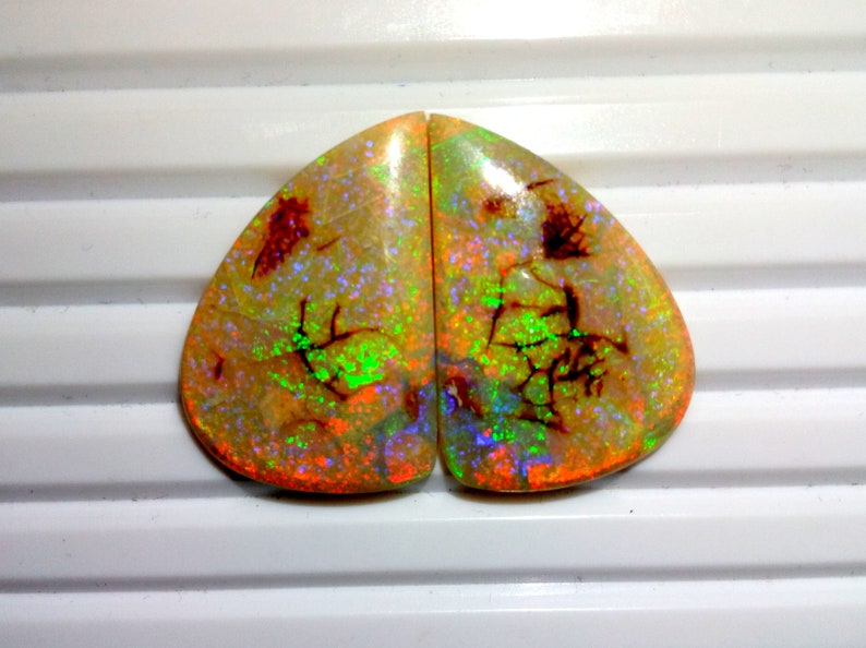 16.20 Cts Sterling Opal Cabochon Gemstones Multi Color Monarch Opal Gemstones Color Changing Fancy Gemstones Earrings Pair Size 18x21 M.M.