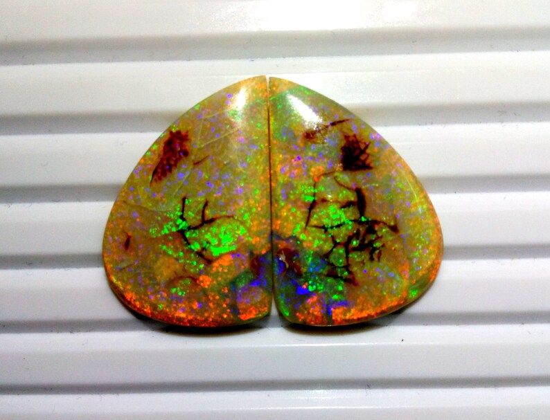 16.20 Cts Sterling Opal Cabochon Gemstones Multi Color Monarch Opal Gemstones Color Changing Fancy Gemstones Earrings Pair Size 18x21 M.M.