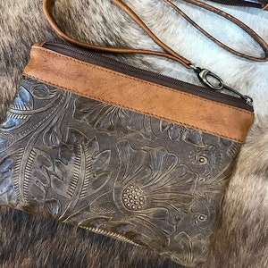 Carved Leather Wristlet, Australian western floral embossed, Handmade Leather Gift idea, anniversary gift, mothers day, Australian gift image 7