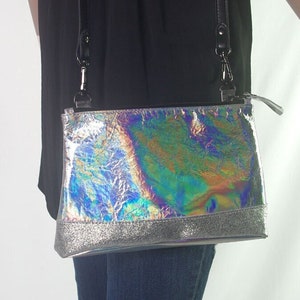 Holographic Crossbody Bag Small Lined Purse Pocket 