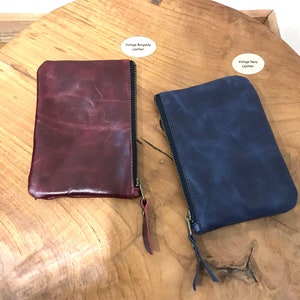 sac à main en cuir bordeaux vintage ou en cuir marine, idée cadeau, sac à main en cuir rouge foncé, intérieur en daim naturel, pochette en cuir avec fermeture éclair, sac à main pour téléphone