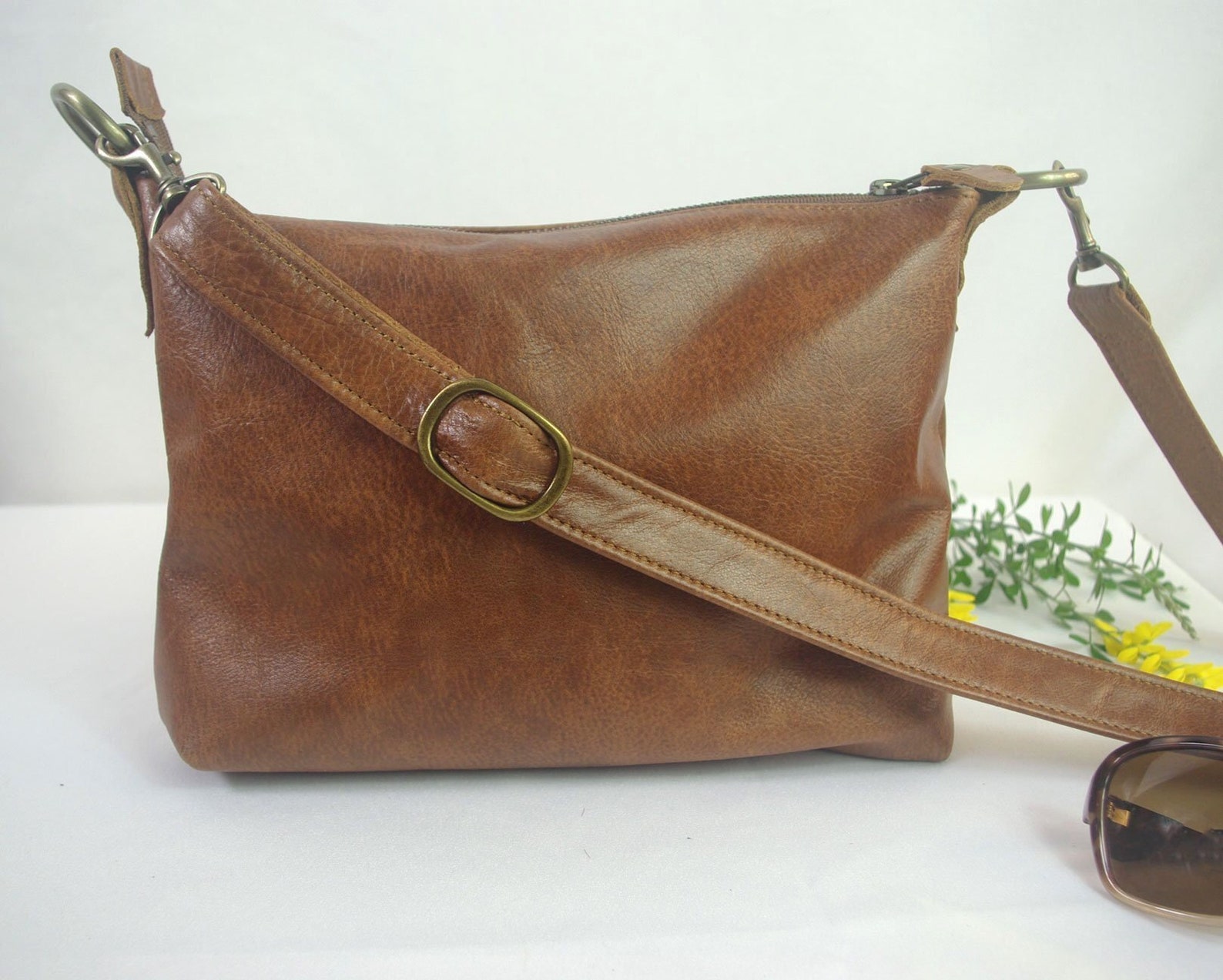 Tan Leather Crossbody Bag Small Leather Bag Rich Vintage Etsy Australia