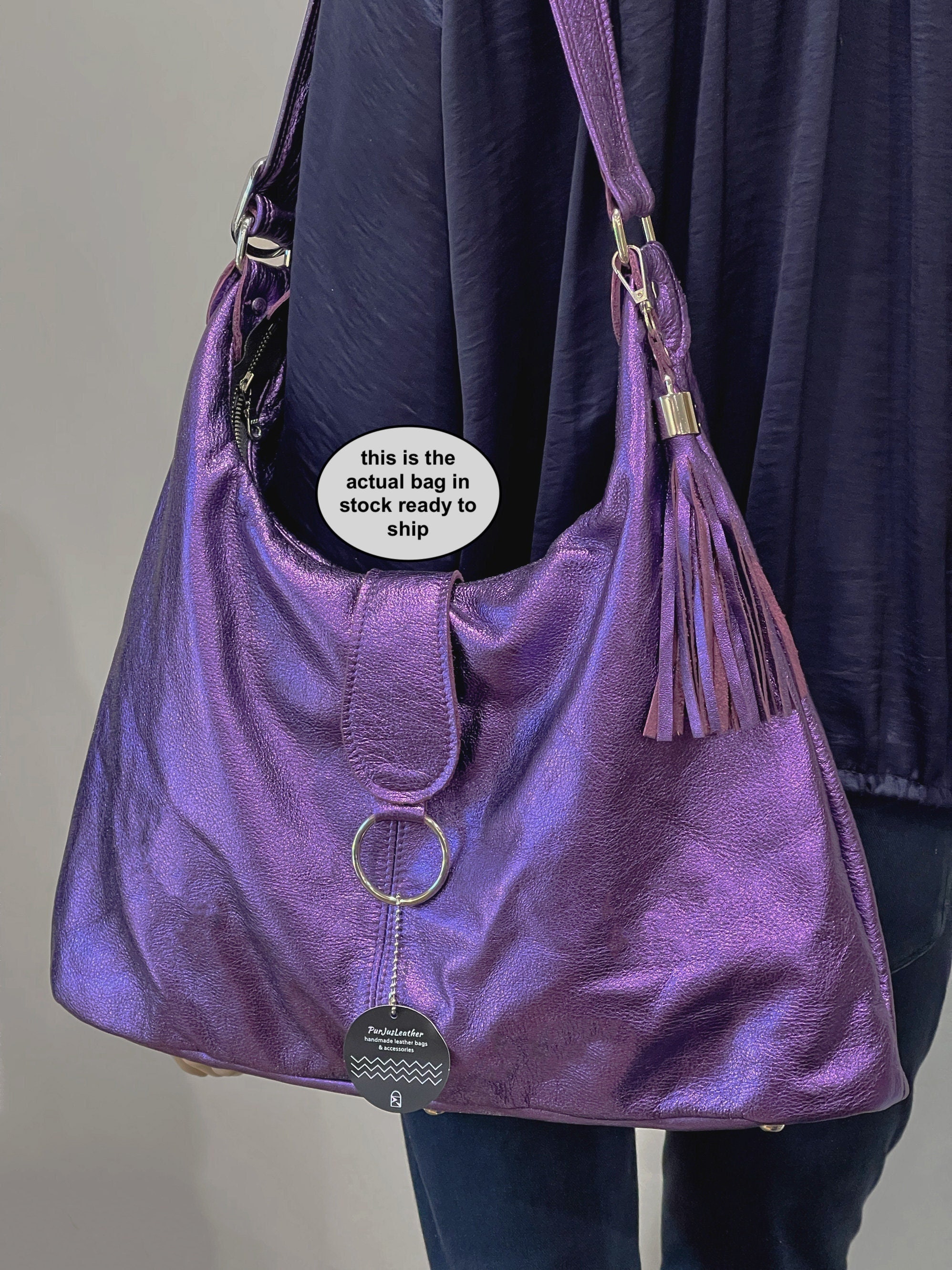 Publiciteit Kruiden Somber Large Metallic Purple Italian Hobo on SALE Purple Leather - Etsy