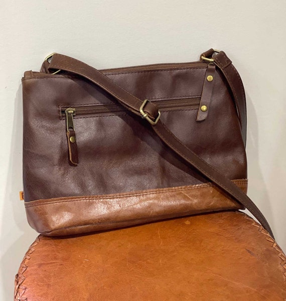 Bolso cruzado de cuero marrón de chocolate vintage de 2 Bolso cruzado de cuero marrón de chocolate vintage de 2