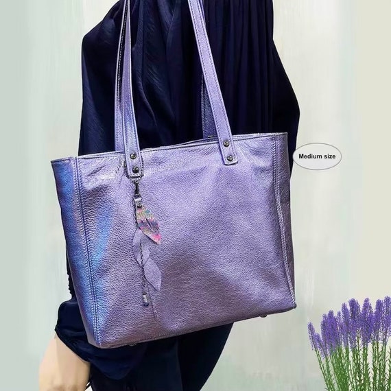 Real Leather Mauve purple med/large bag Available in 21 Colors! Purple Leather Hobo Bag, Purple  main image 2