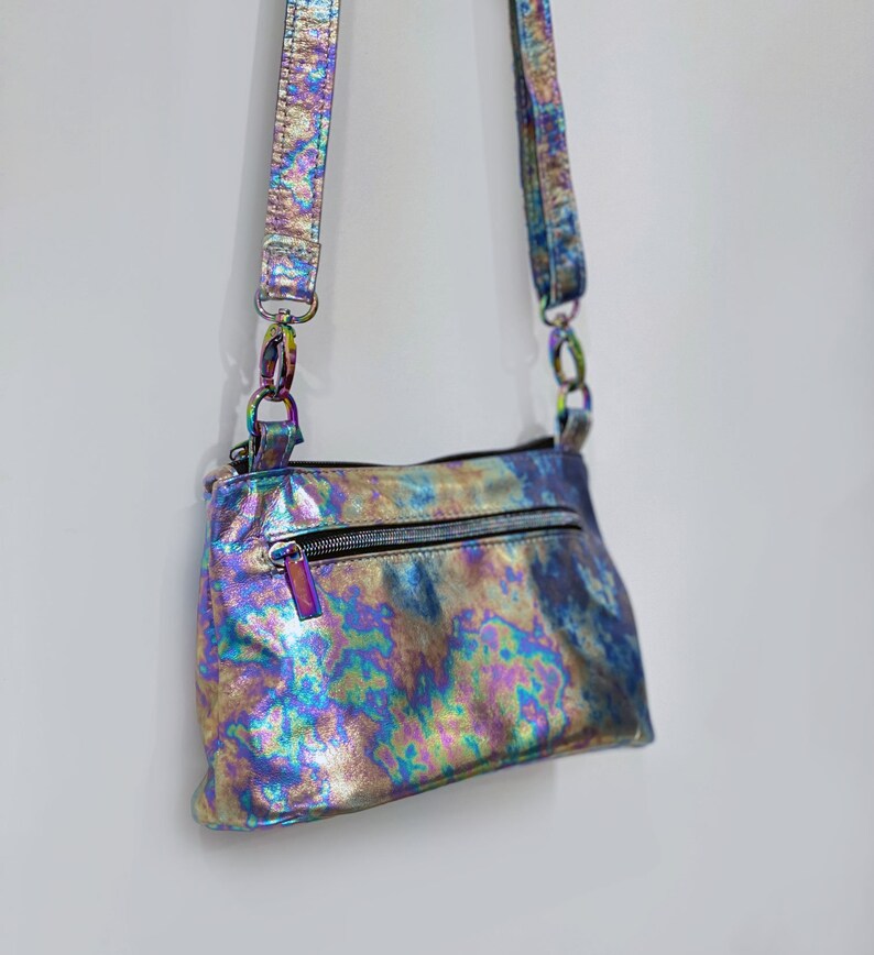 Rainbow Metallic Leather Crossbody Bag Italian Leather Oil - Etsy