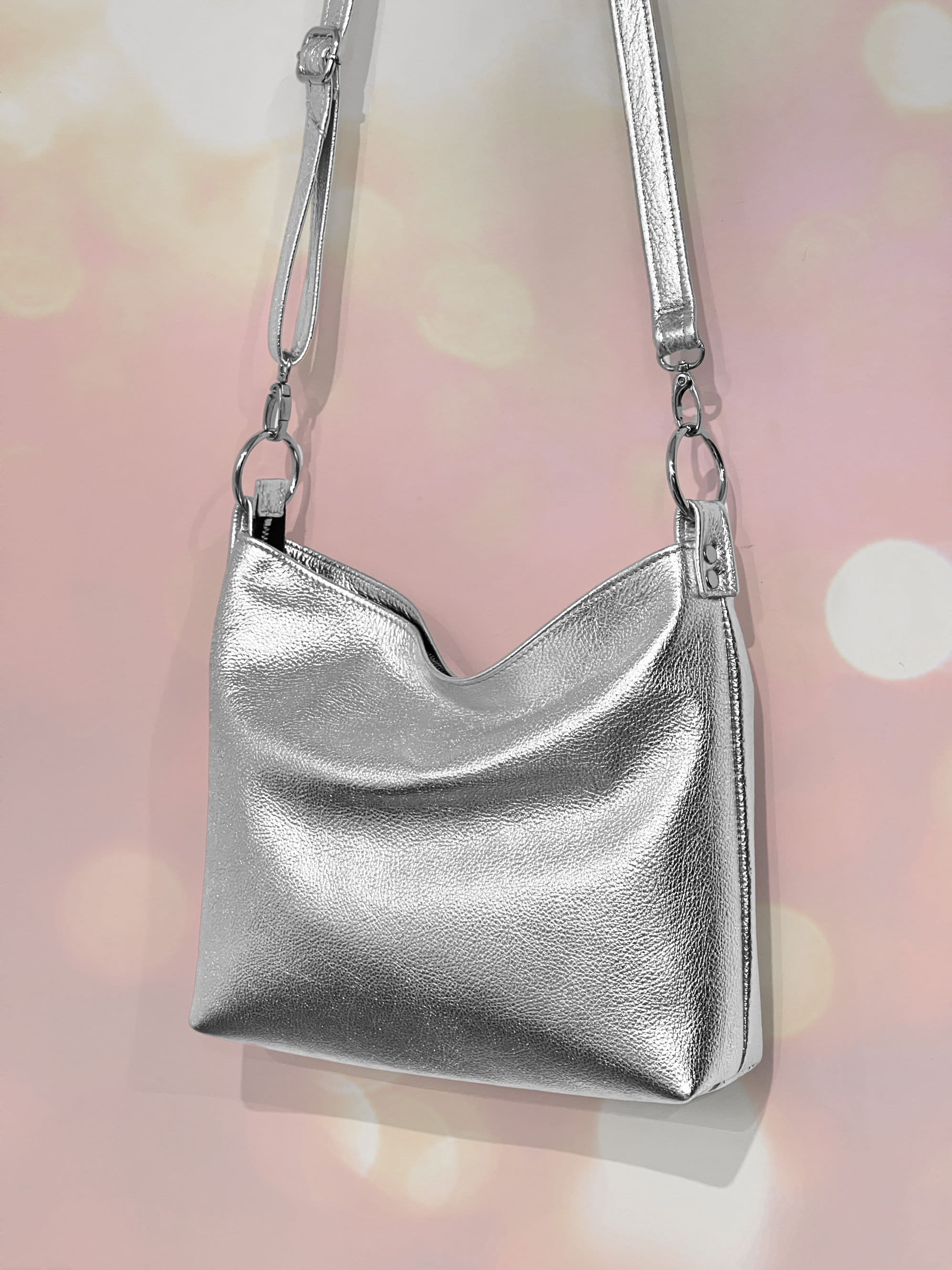 Metallic Silver Crossbody Bag, Lining Options, Zipper Pockets, Premium Soft Metallic Leather, Removable Adjustable Strap, Metallic Silver - Etsy Metallic Silver Crossbody Bag, Lining Options, Zipper Pockets, Premium Soft Metallic Leather, Removable Adjustable Strap, Metallic Silver - Etsy