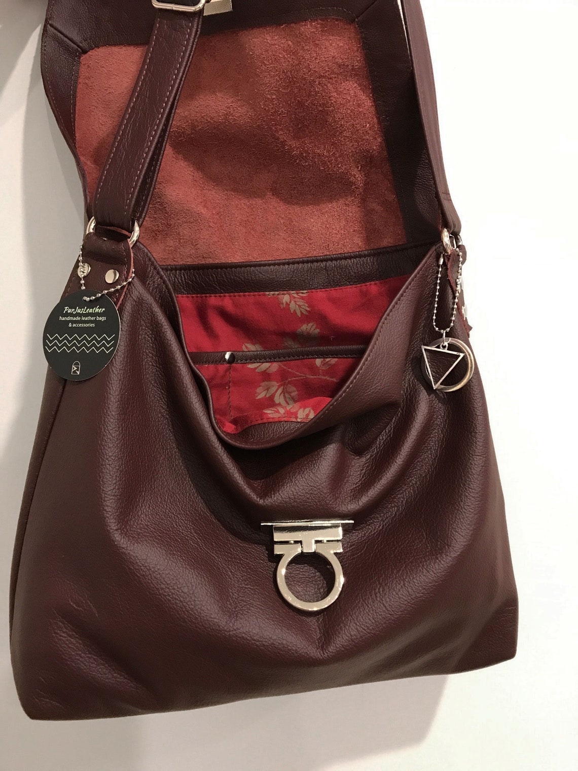 Dark Burgundy leather bag deep maroon soft smooth leather | Etsy