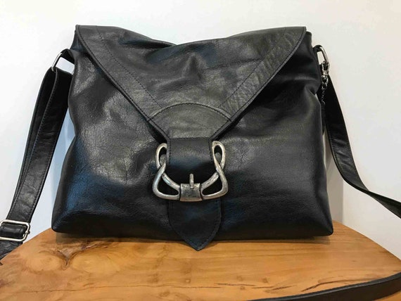 Black Celtic Leather Bag Celtic Crossbody Adjustable Strap - Etsy