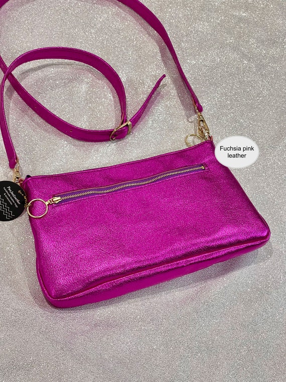 Metallic Hot Pink Crossbody Purse