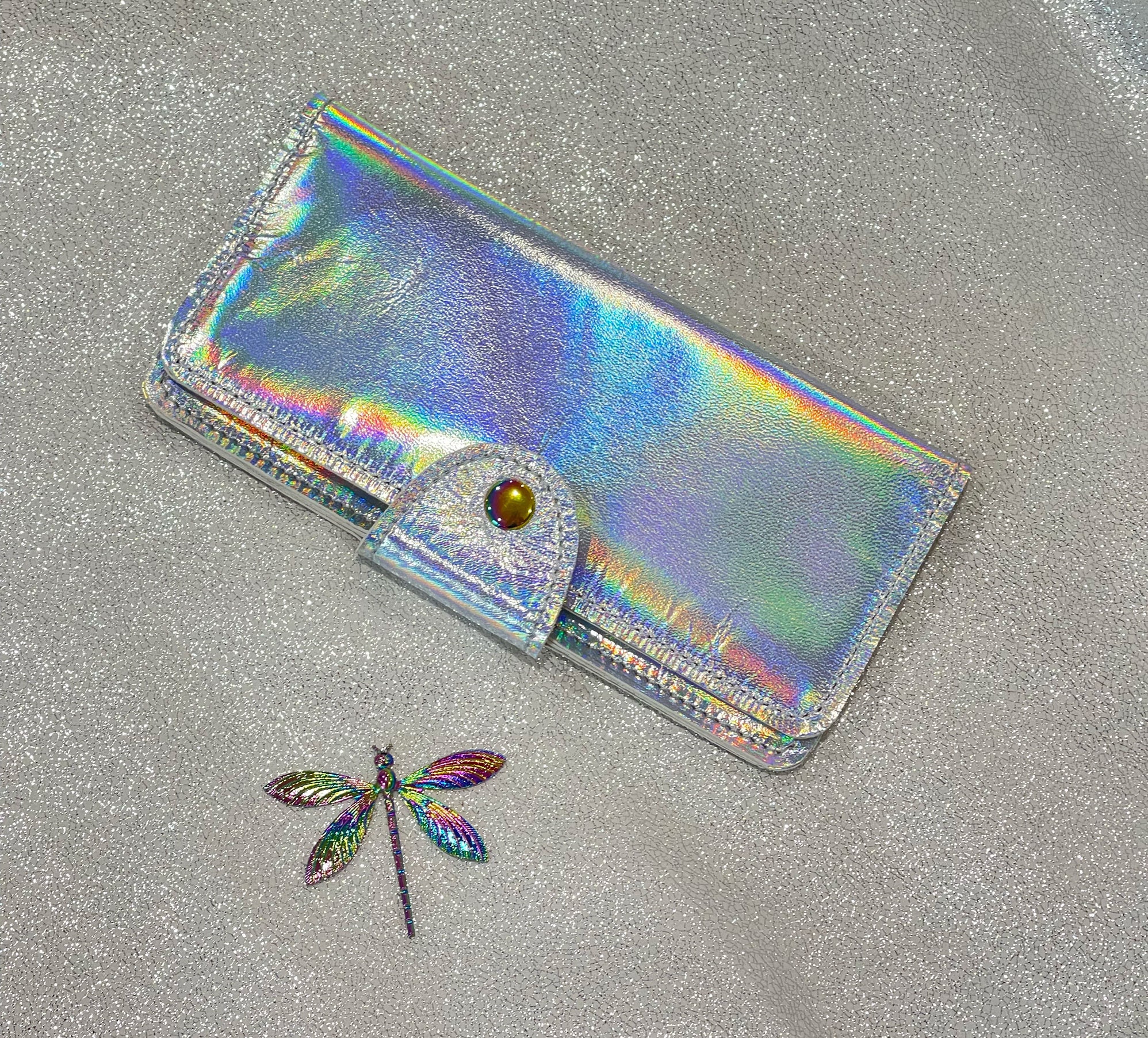 Holographic Wallet Clutch For Women - Iridescent Long Zipper Purse With Card Slots - View #3