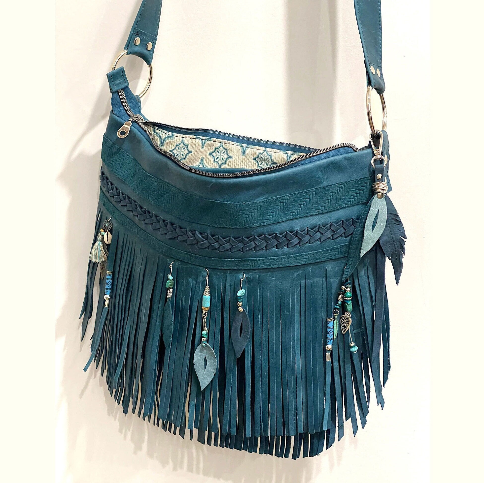 Blue fringe purse Clearance