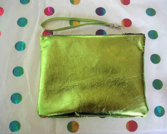 Metallic Lime Green Leather Wristlet, Green Leather Wristlet, Metallic  Lime, Ladies Gift Idea, 2 Sizes, Metallic Purse, Coin Purse Option - Etsy