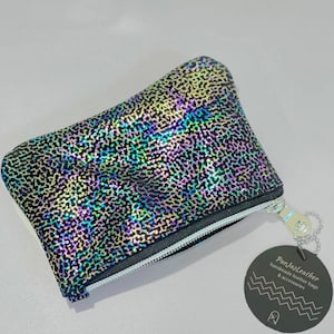 Rainbow Coral Metallic coin purse, leather gift idea, iridescent purse, coin purse pouch with zipper, easy glide zipper, suede inside