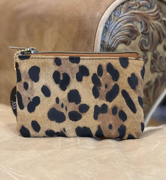 Leopard leather purse clearance