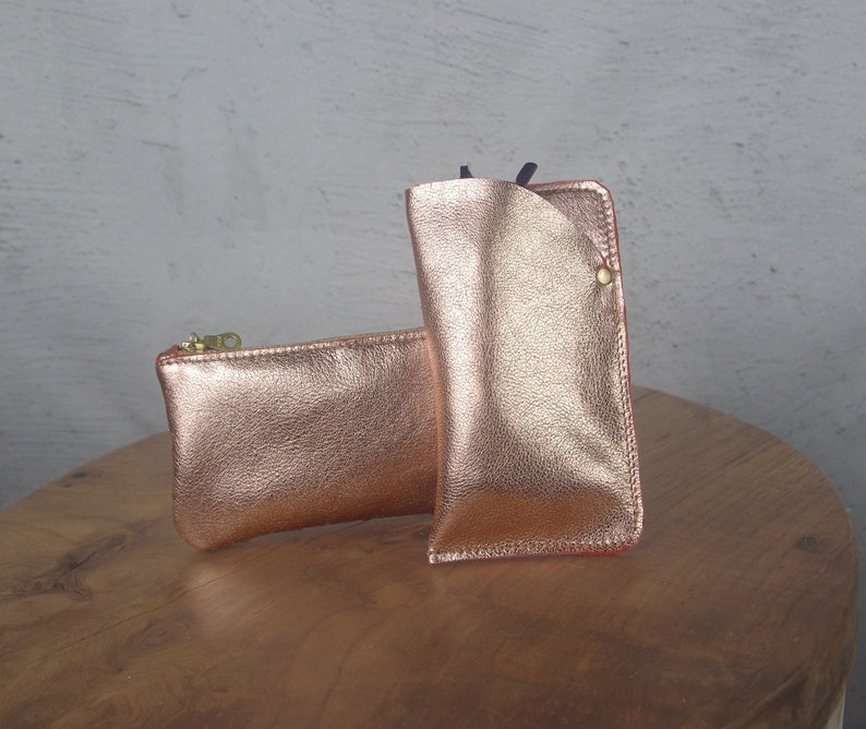 Rose Gold Glasses Case Rose Gold Leather Gift Idea Soft Etsy