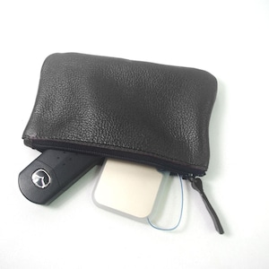 Purple Metallic Leather Purse, Handmade Zipper Pouch, bright soft genuine leather accessory Bild 8